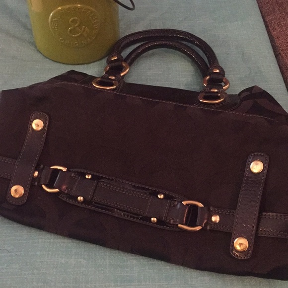 Black and Gold Coach Handbag - Picture 3 of 4